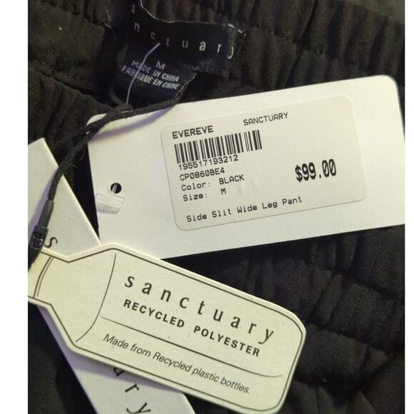 Evereve Sanctuary Pants Woman's‎ Medium Black Wide Leg Split Hem NEW CP0860BE4 - Picture 9 of 13